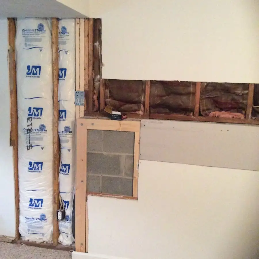 Wall insulation replacement during Basement Flood Cleanup in Bryan